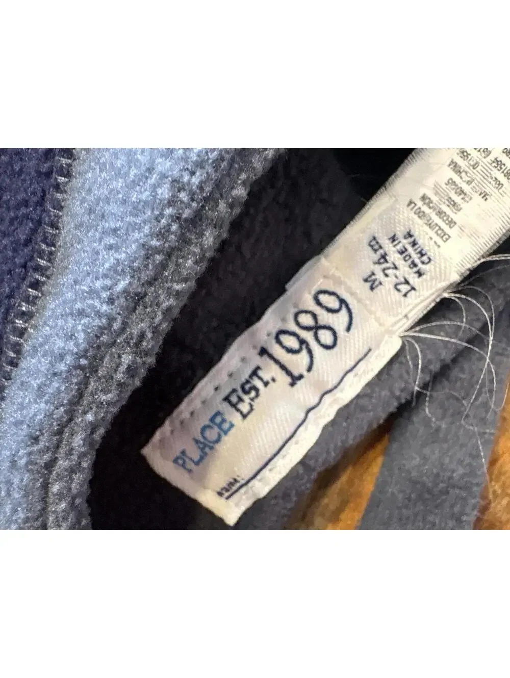 The Children's Place Navy Gray Fleece Pom Pom Beanie Hat, Size 12 24 months Boys